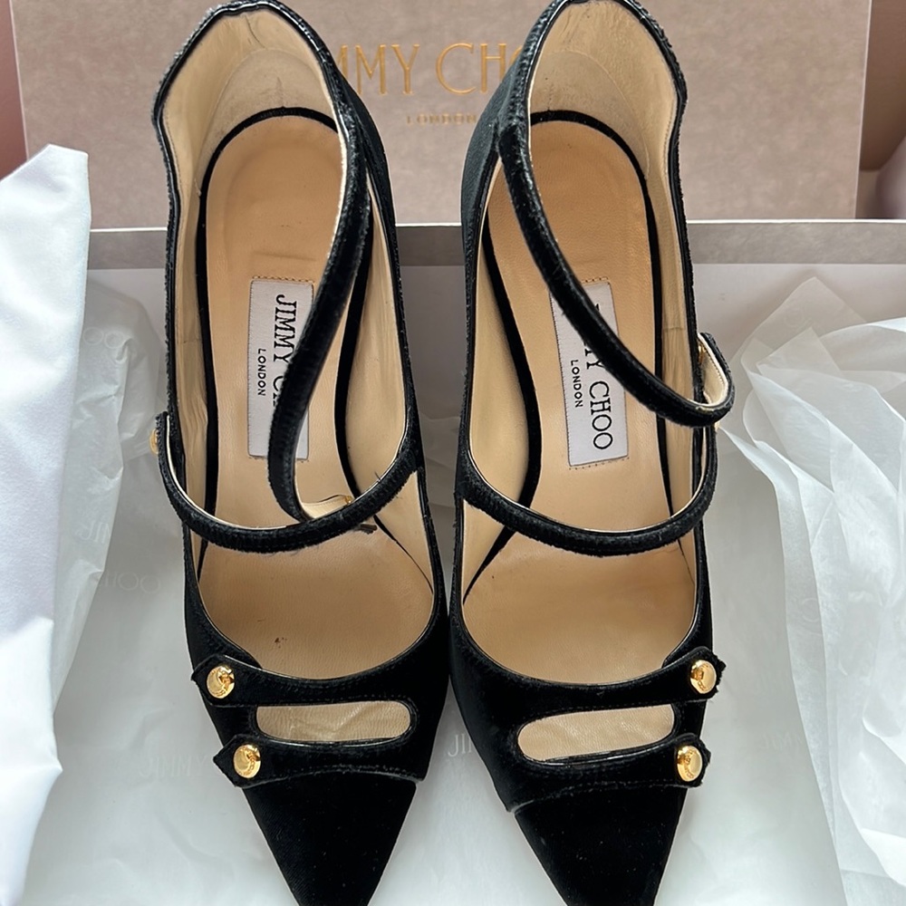Jimmy Choo black velvet heels